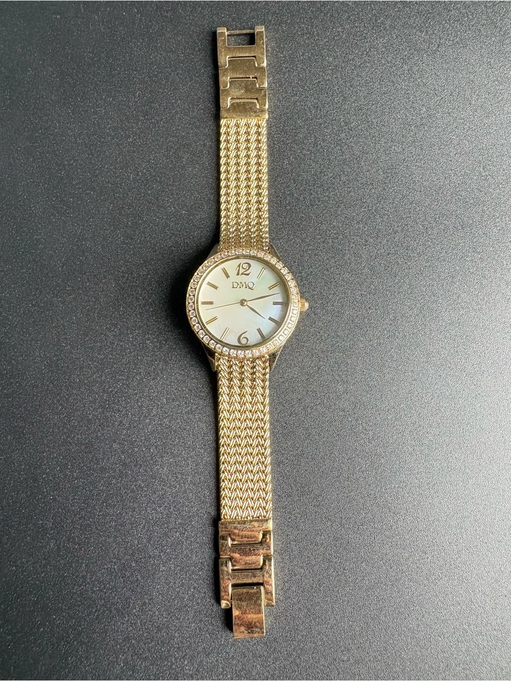 Women's Gold‎ Mesh Bracelet Watch with Rhinestone Bezel